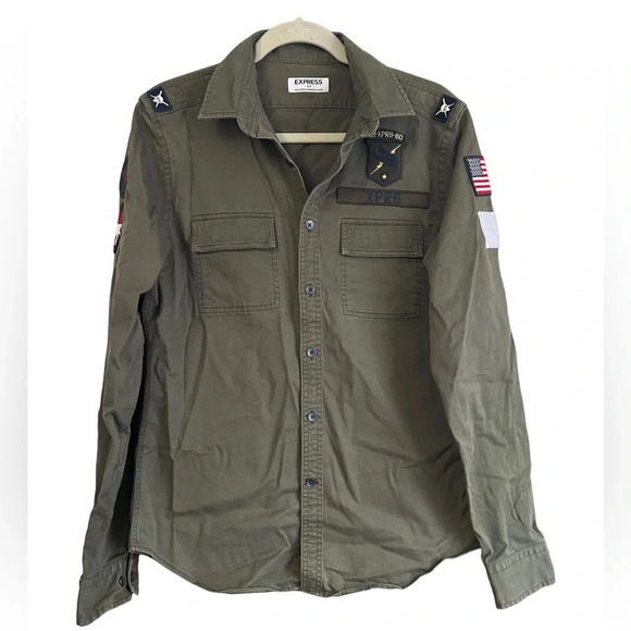 EXPRESS MENS BUTTON DOWN UTILITY SHACKET - Picture 1 of 7